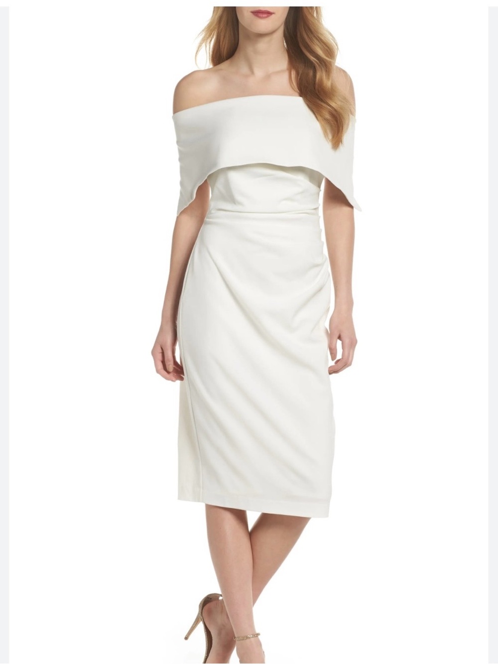 Vince Camuto off-Shoulder beige Midi Dress